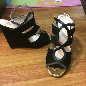 victorias secret black shoes wedges
